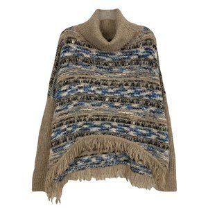 Sunday in Brooklyn Cowl Neck Sweater Size M Hi-lo Hem Fringe Long Sleeve